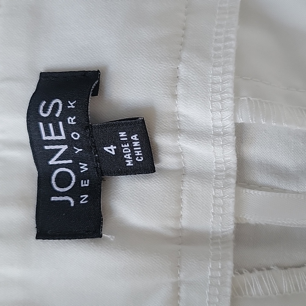SALE Jones New York White Zip Pocket Pants Cotton Blend Preppy Nautical 4 NWT - Picture 5 of 7